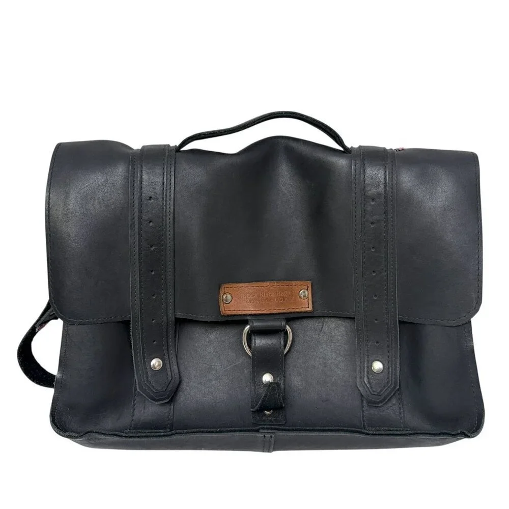 Copper River Bag Bolinas Voyager Laptop Briefcase Black Leather Large Messenger